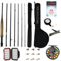 Wild Water 9 ft 7-Piece Fly Fishing Starter Kit, 5 Weight, Includes Die Cast Aluminum Reel, Rod Case, Fly Box and Flies, Ideal f