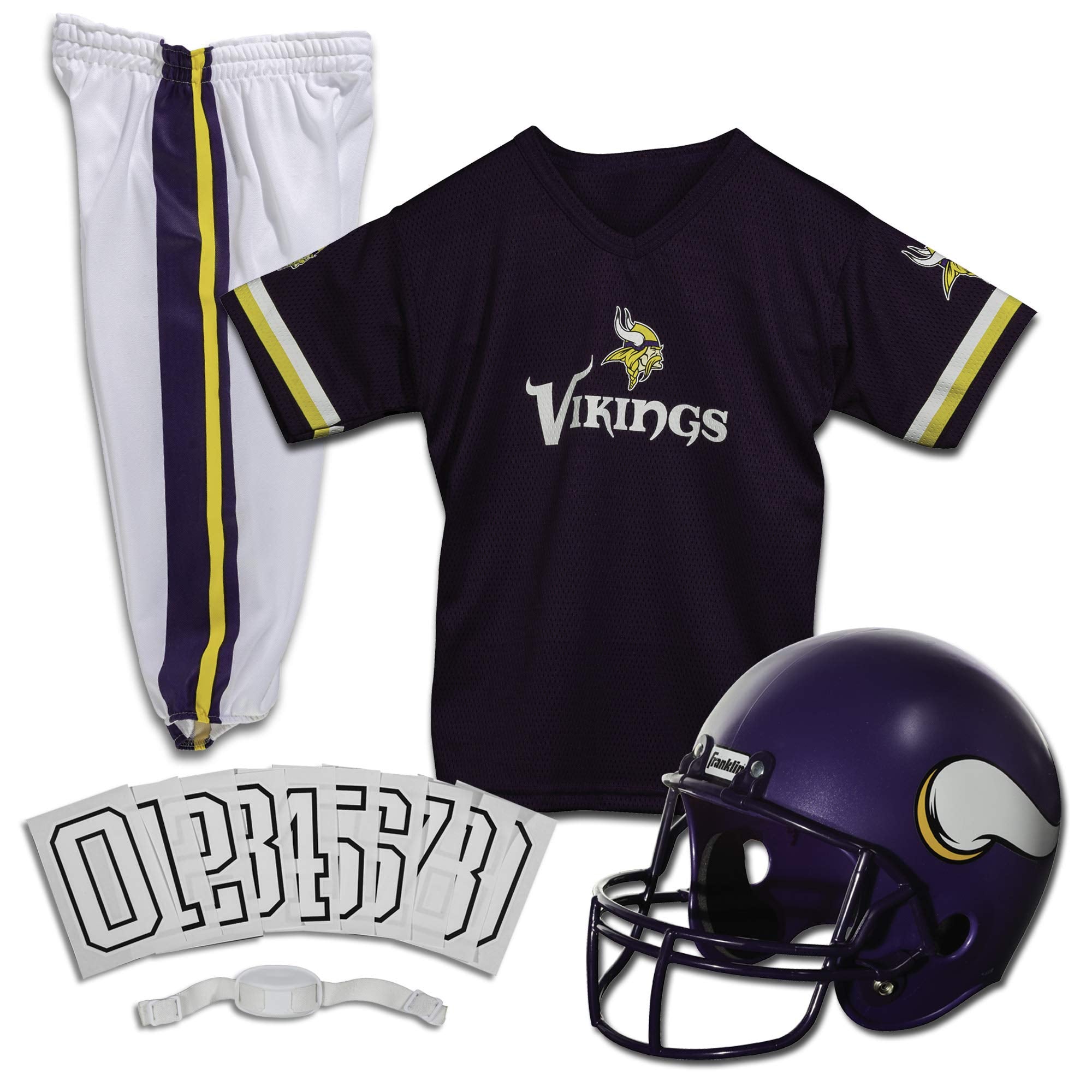 Franklin Sports Minnesota Vikings Kids Football Uniform Set - NFL Youth Football Costume for Boys & Girls - Set Includes Helmet,