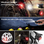 Ascher Ultra Bright Usb Rechargeable Bike Light Set, Powerful Bicycle Front Headlight And Back Taillight, 4 Light Modes, Easy To