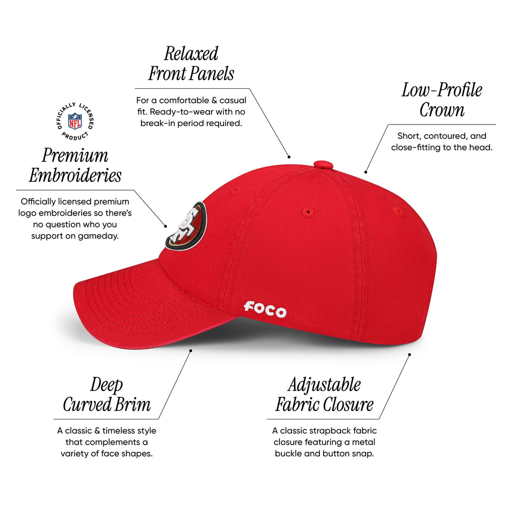 Foco Men'S San Francisco 49Ers Cap Nfl Logo Casual Hat, Team Color