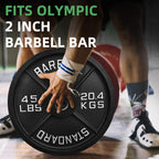 Fitvids Olympic Cast Iron 2-Inch Weight Plate for Strength Training & Weightlifting, Multiple Weights Available, 45LB (Pair)