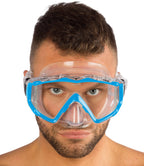 Cressi Panoramic Wide View Mask With Dry Snorkel Set, Clear Blue