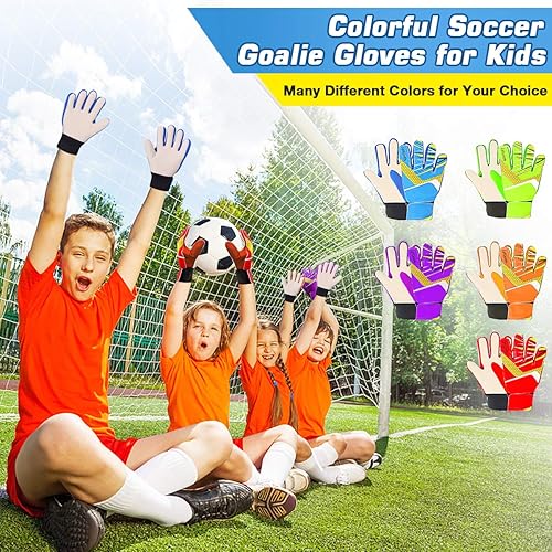 Jalunth Soccer Goalkeeper Goalie Gloves Kids Youth Goal Keeper Field Player Glove Boys Girls Ages 7-8 Years Old Anti-Slip Latex