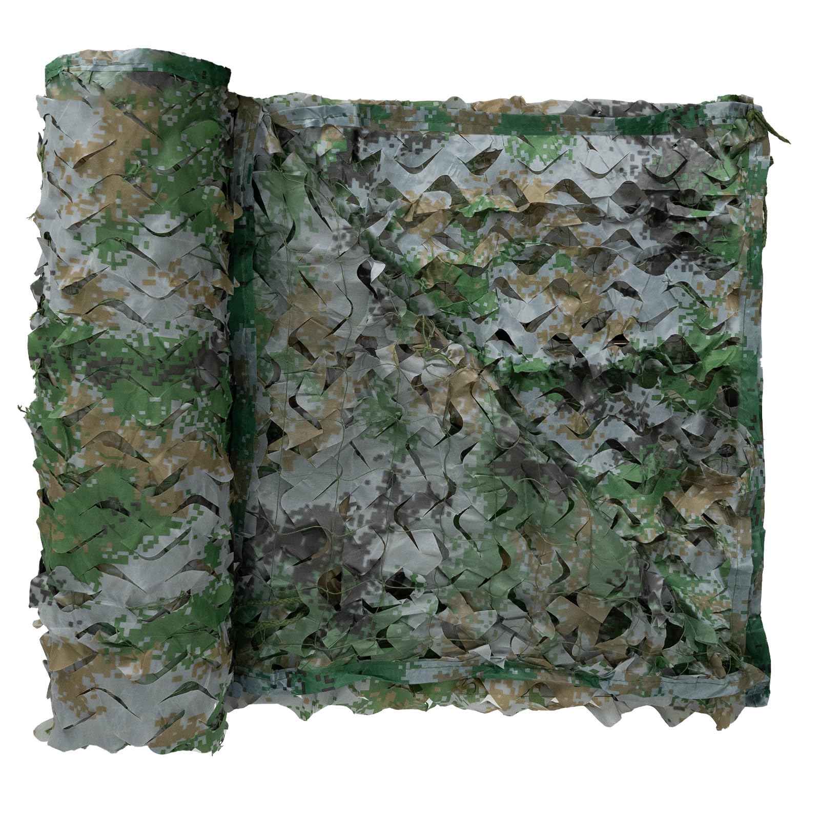 Loogu Woodland Digital Camo Netting 10X10 Ft, 150D Camouflage Net For Sunshade, Camping, Military, Hunting Blind, Party Decorati