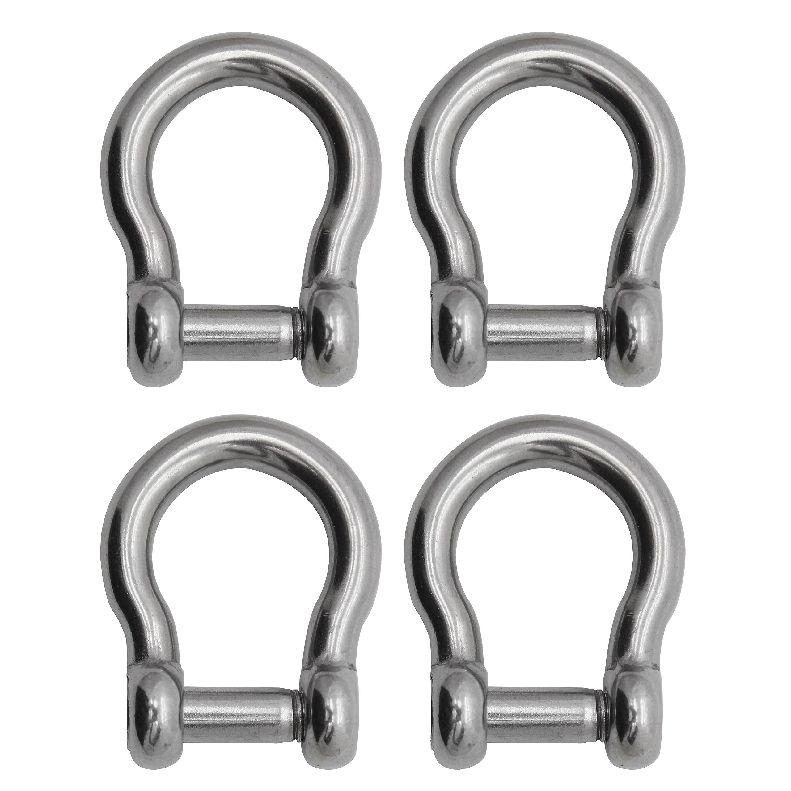 Extreme Max 3006.8414.4 Boattector Stainless Steel Bow Shackle With No-Snag Pin - 1/2'', 4-Pack