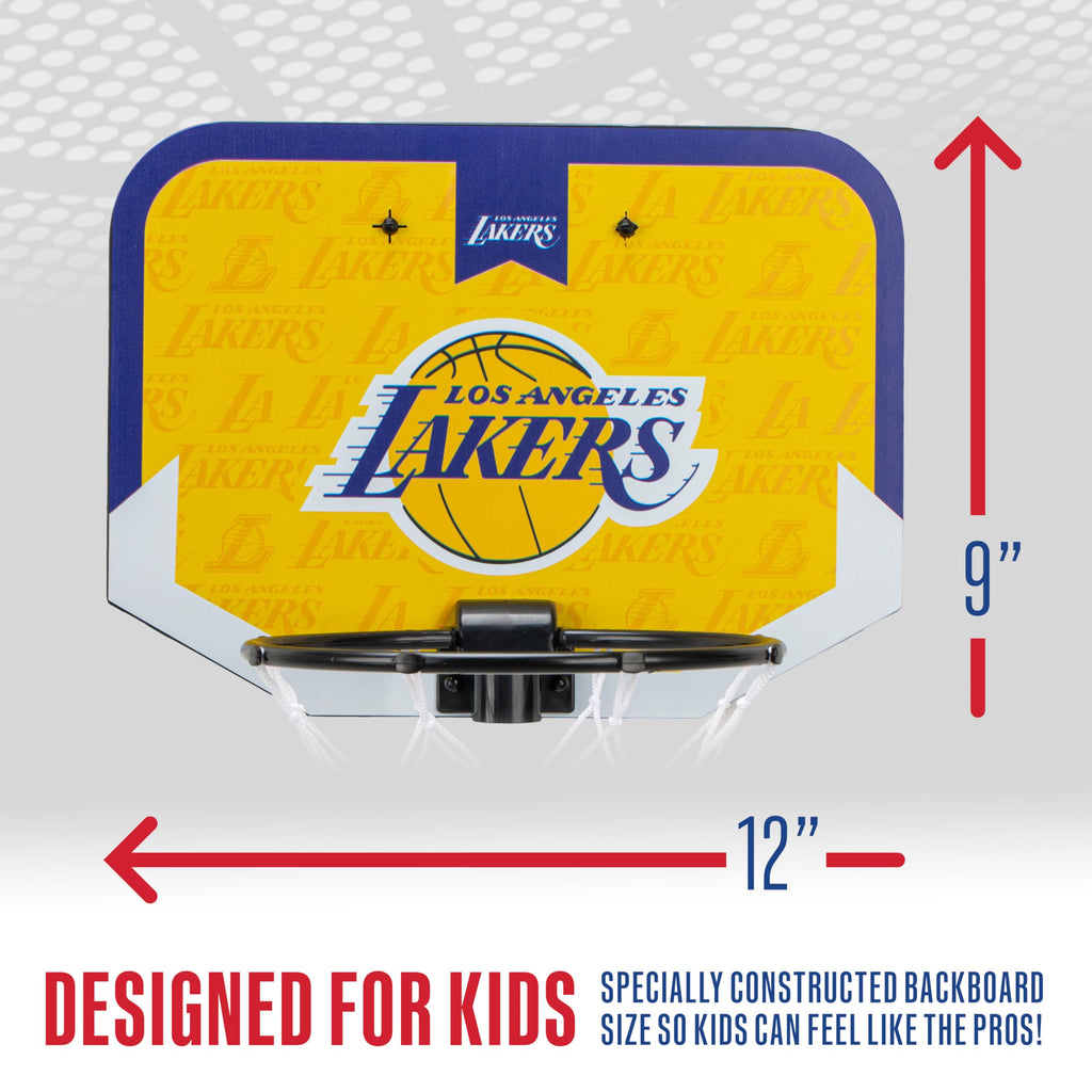 Franklin Sports Nba Los Angeles Lakers Mini Over The Door Basketball Hoop - Kids Indoor Mini Hoop With Ball - Nba Fan Shop Toy F
