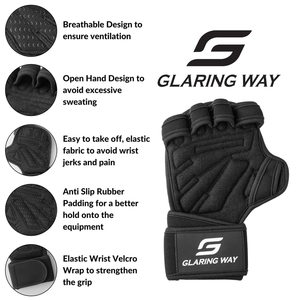 Glaring Way Weight Lifting Gloves With Built-In Wrist Wrap For Exercise, Full Palm Protection & Extra Grip Workout Gloves For Me