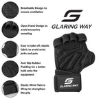 Glaring Way Weight Lifting Gloves With Built-In Wrist Wrap For Exercise, Full Palm Protection And Extra Grip Workout Gloves For