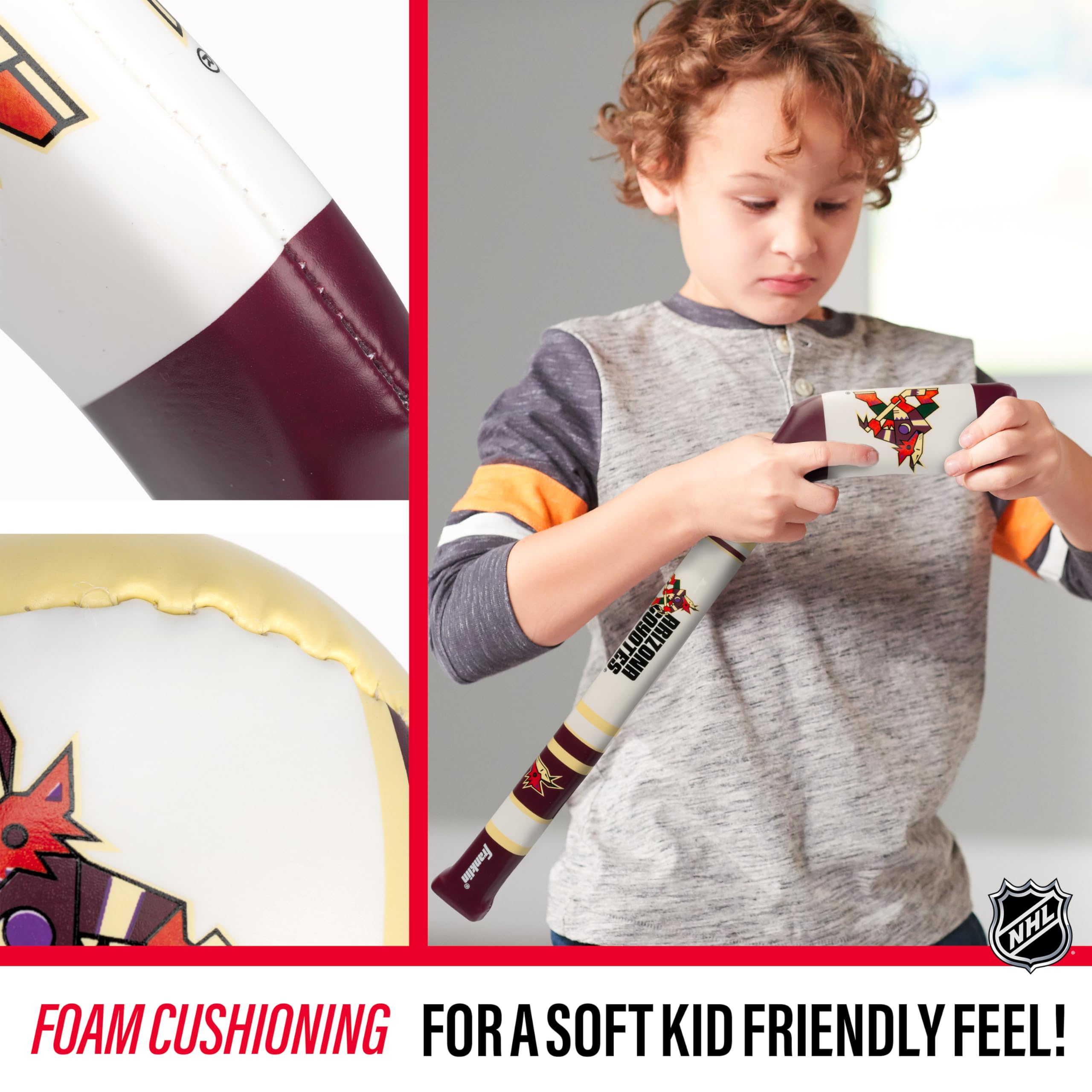Franklin Sports Arizona Coyotes Nhl Mini Soft Hockey Stick Set - Nhl Team Soft Foam Mini Hockey Stick And Ball Set - Great Toy F