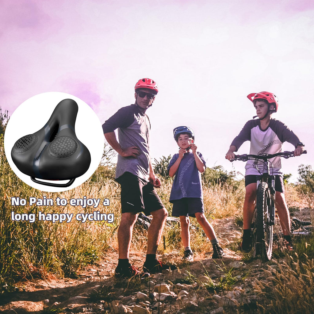 Rockbros Bike Seat For Men Women Comfort Wide Gel Bike Seat Replacement,Breathable Waterproof Padded Bicycle Saddle, Compatible