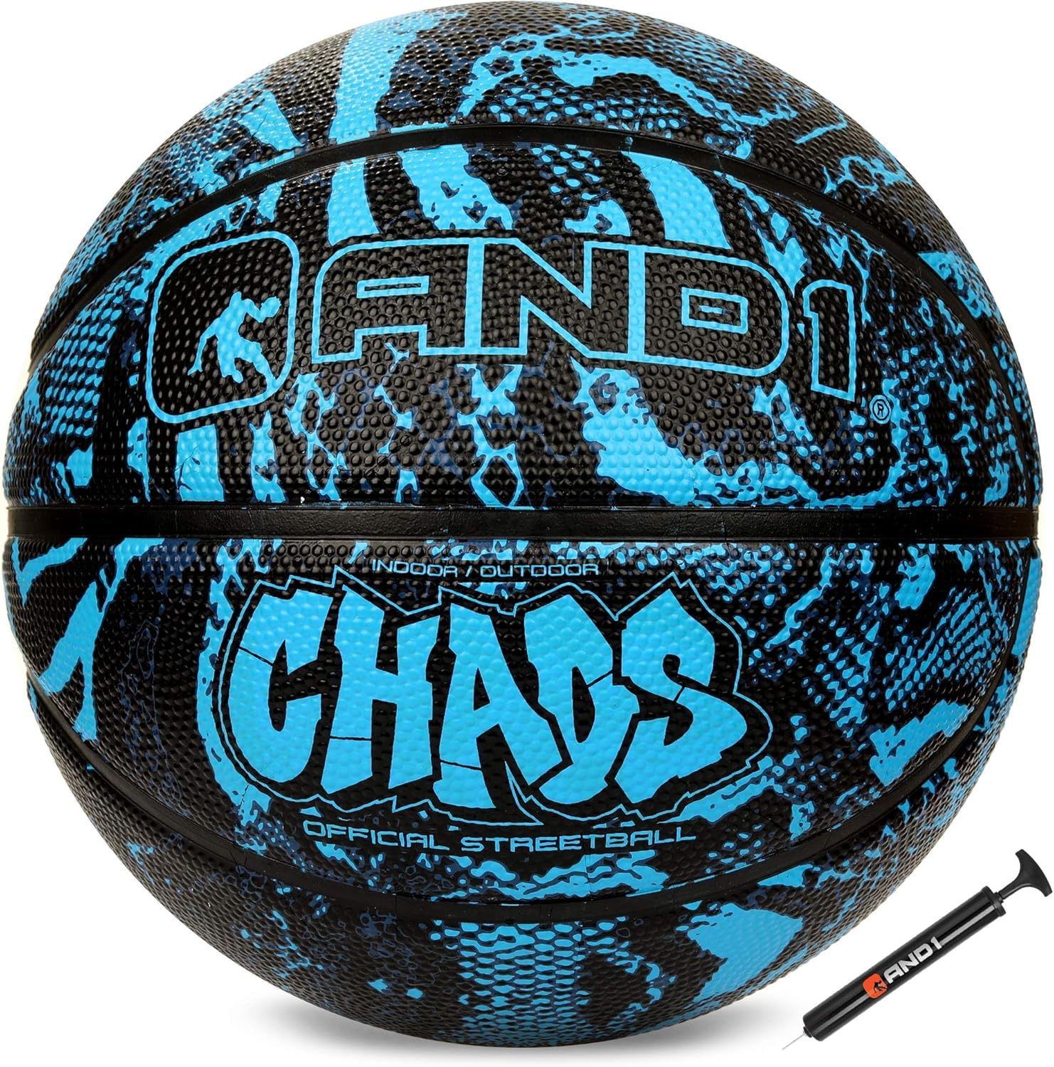 AND1 Chaos Basketball & Pump (Jungle Series)- Official Size 7 (29.5   ) Streetball, Made for Indoor and Outdoor Basketball Games