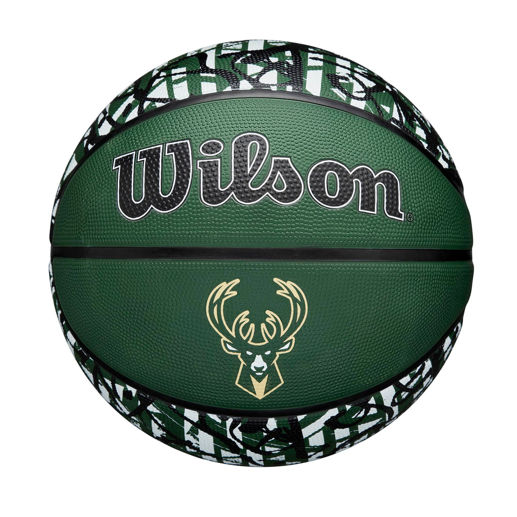 Wilson Nba Team Graffiti Basketball - Milwaukee Bucks, Size 7-29.5''