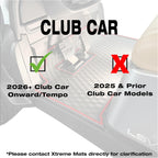 Xtreme Golf Cart Mats, Diamond Rubber Floor Mat Liner for 2026 Club Car Tempo & Onward Models (Blue Trim)