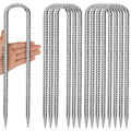 12 Inches U Stakes 8-Pack Heavy Duty Tramopline Wind Stakes for Inflatables, Metal Stake for Outdoor Decorations, Fence Stakes f
