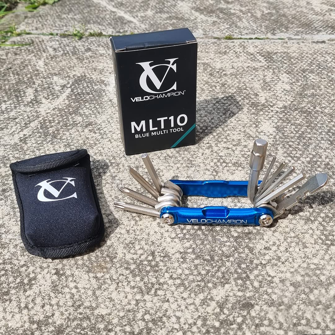 Velochampion 14 In 1 Blue Multifunctional Bike Repair Cycling Multitool With Storage Case. Compact, Portable And Built To Last