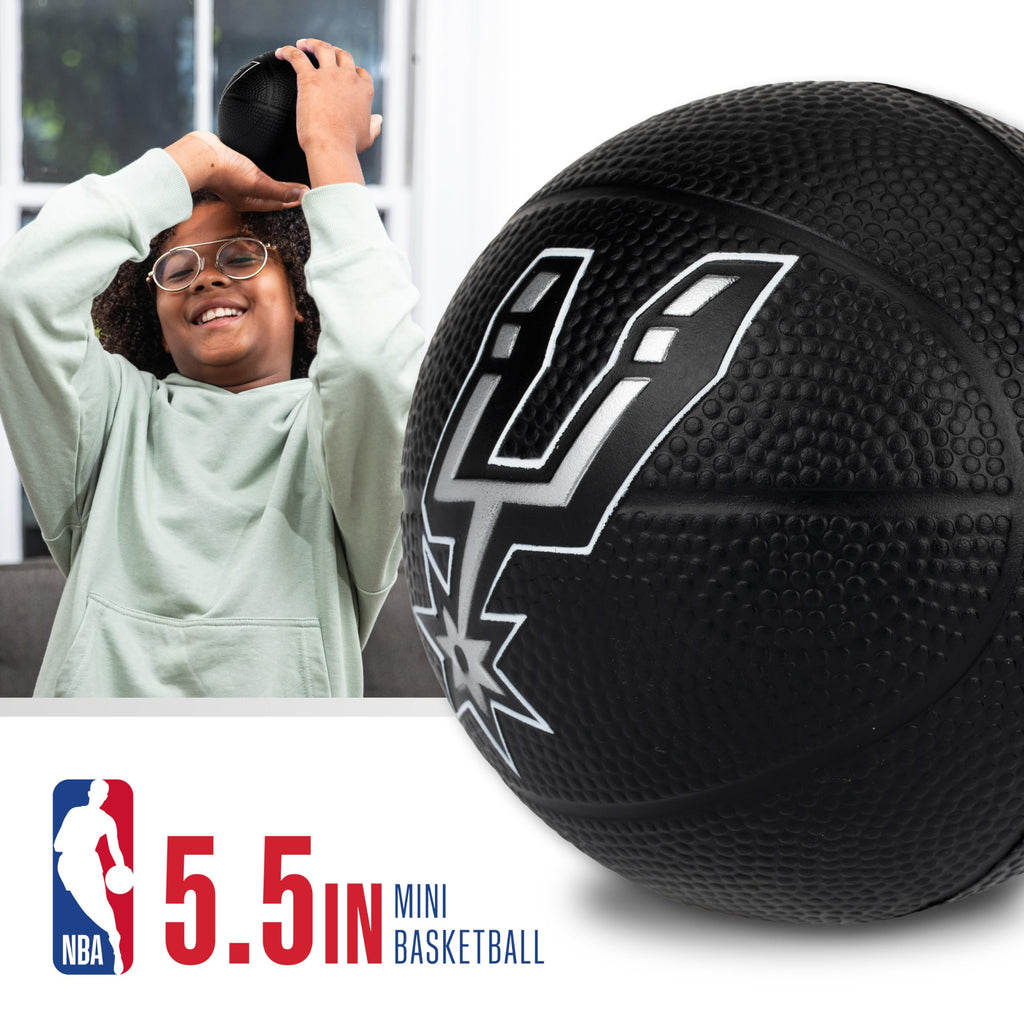 Franklin Sports Nba San Antonio Spurs Mini Foam Basketball - Kids 5.5'' Inch Toy Basketball For Over The Door + Mini Indoor Hoop