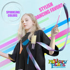 Novelty Place 2 Pcs Sparkling Dance Ribbons Streamers, 6.6Ft Shiny Colors Kids Gymnastics Ribbon Wands - Perfect Rhythm Sticks F