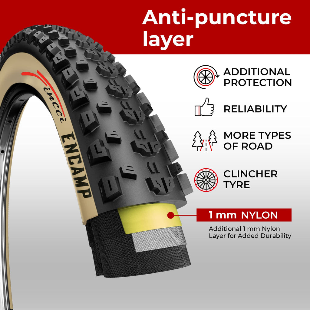 Fincci Pair 27.5 X 2.25 Inch Mountain Bike Tire 57-584 Foldable 60 Tpi Tires With Nylon Protection For All Mountain Enduro Mtb H