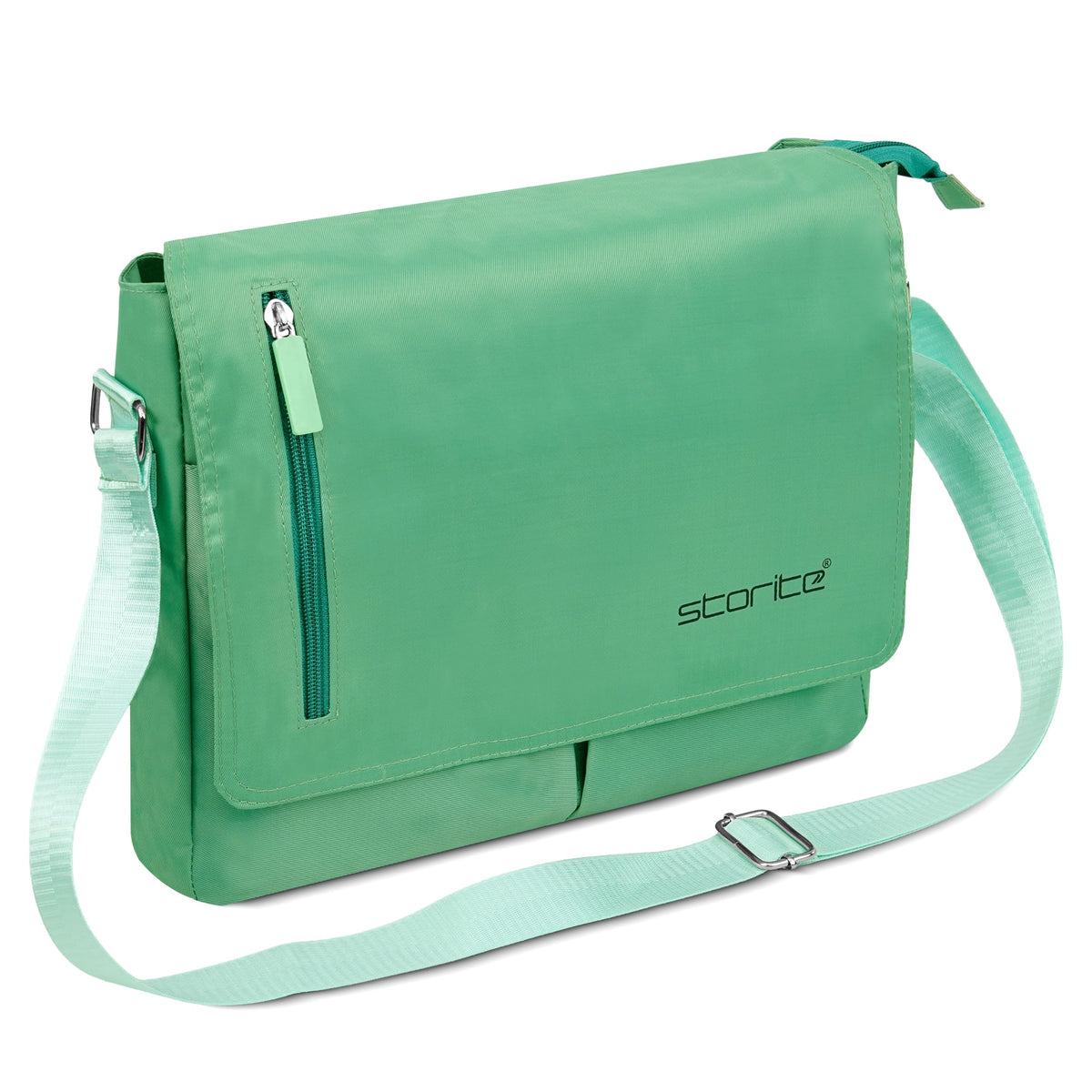 Storite Twill Sling Cross Body Travel Office Business Satchel Messenger One Side Shoulder Bag For Men & Women (Light Teal 34X29X