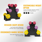 Fitvids Neoprene Dumbbell Set with Rack - Multiple Weight Options - 20LB Set (2/3/5LB Pairs) - Color Series