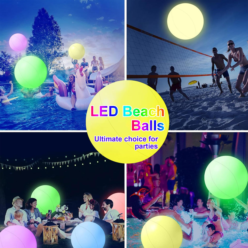 Naldoxyn Pool Toys,Led Beach Ball With Remote Control,12In Beach Balls With 16 Colors Lights And 4 Light Modes,100Ft Control Dis