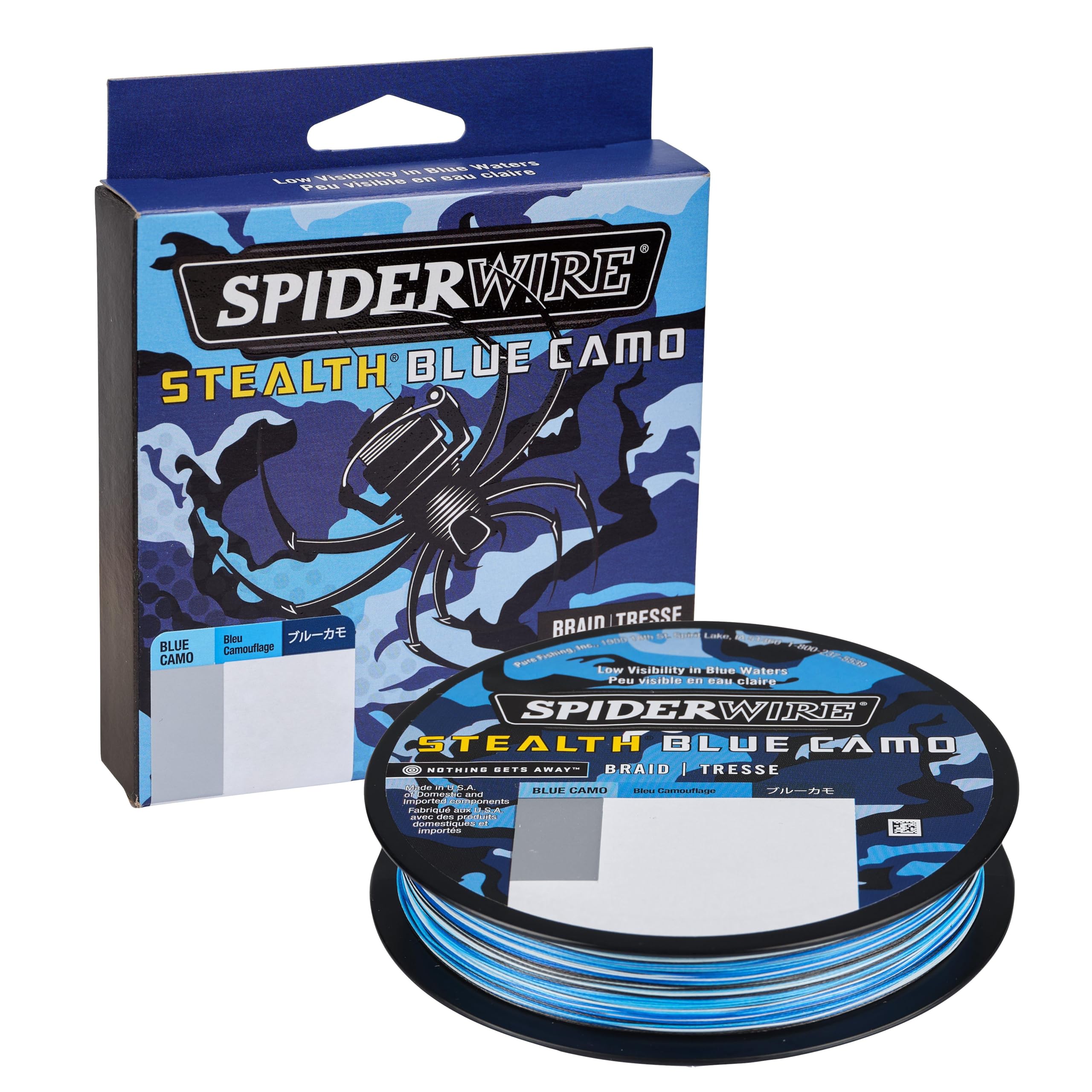 SpiderWire Stealth Superline, Blue Camo, 30lb | 13.6kg, 200yd | 182m Braided Fishing Line, Suitable for Saltwater and Freshwater
