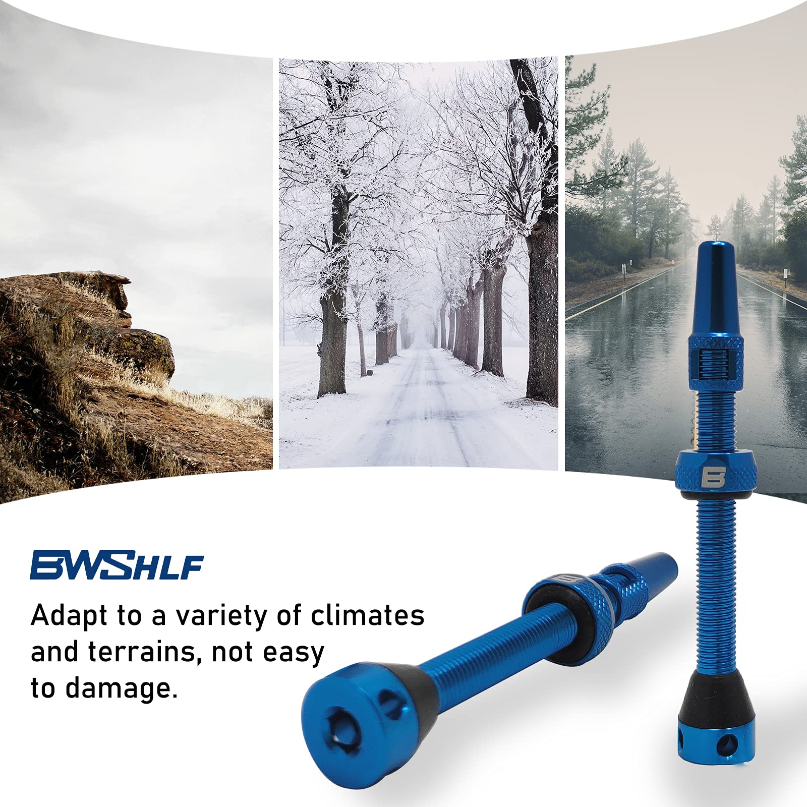 Bwshlf Blue Tubeless Presta Valve Stem 40Mm  44Mm, Super Light Alloy Presta Valve Stem Kit With Valve Core Remover Tool And Valv