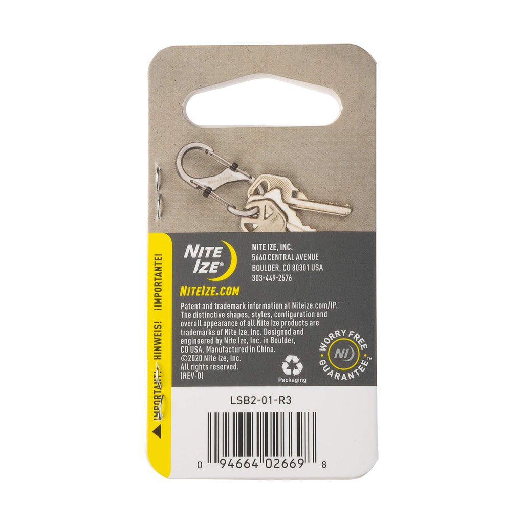 Nite Ize Lsb2-01-R3 S-Biner Slidelock Dual Locking Carabiner, Size #2, Stainless