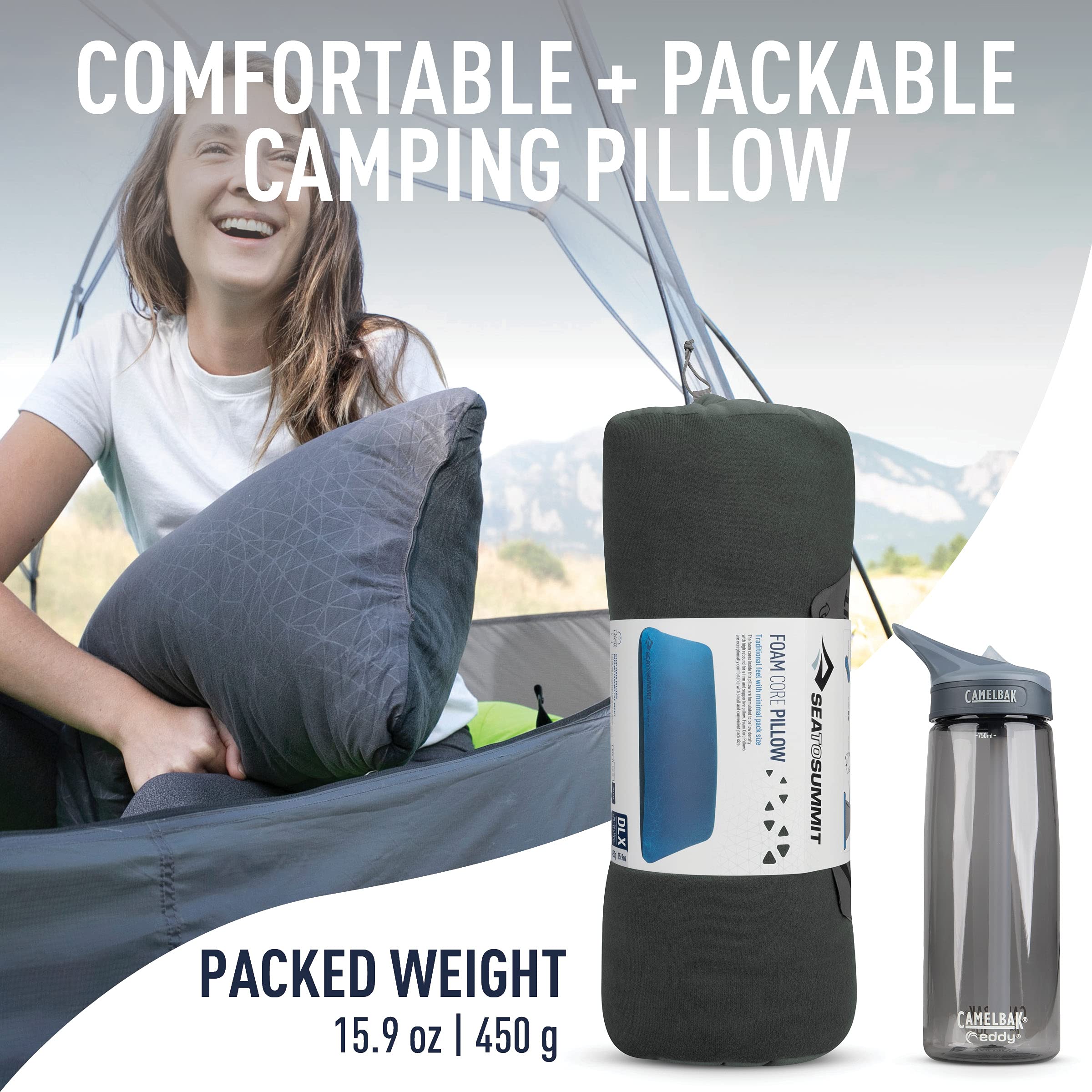 Sea To Summit Foamcore Camping And Travel Pillow, Deluxe (22 X 14.2), Grey