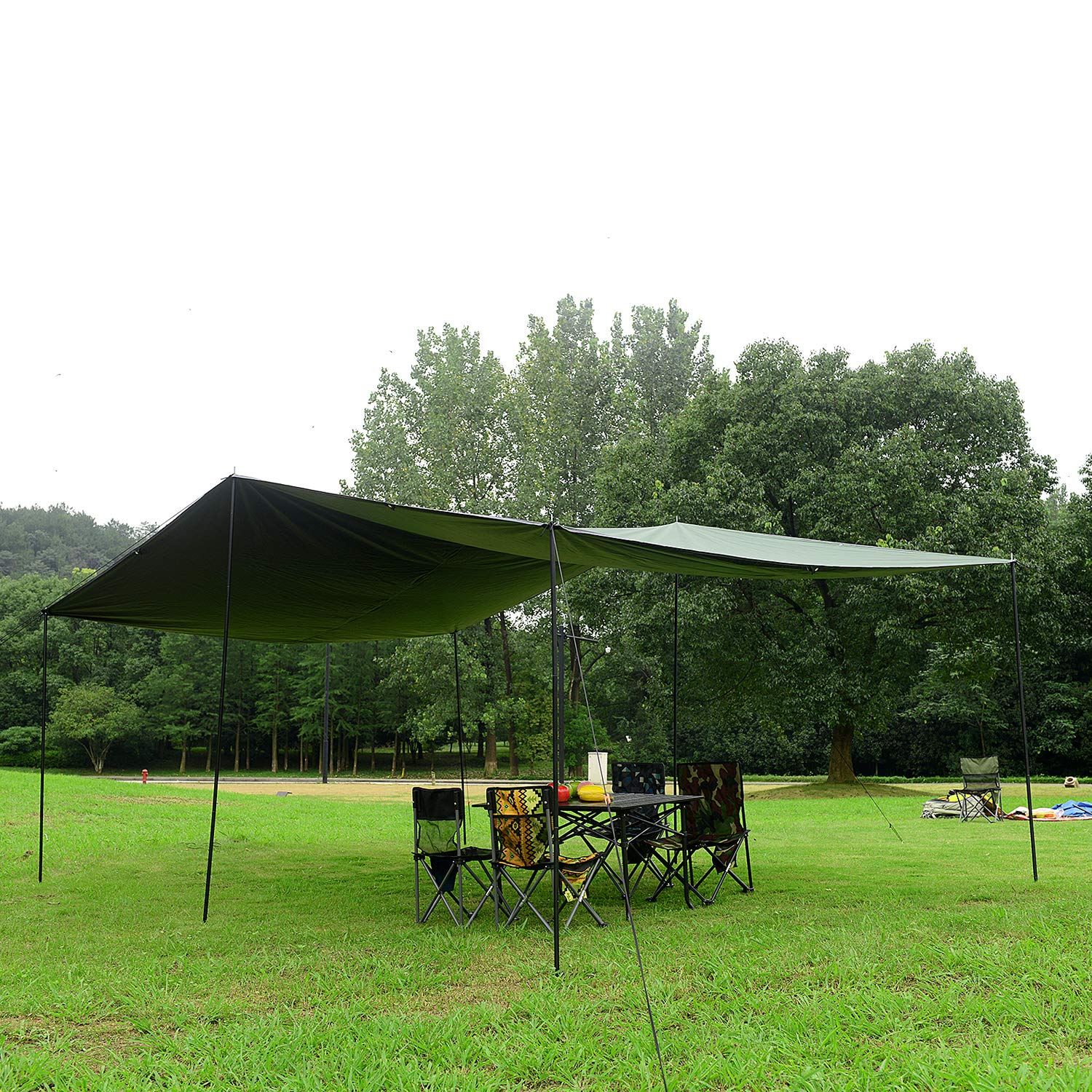 Wind Tour Portable Multifunctional Outdoor Camping Traveling Awning Backpacking Tarp Sunshade Lightweight Uv Protection And Pu 3