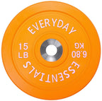 Balancefrom Color Coded Olympic Bumper Plate Weight Plate With Steel Hub, 15Lb Pair