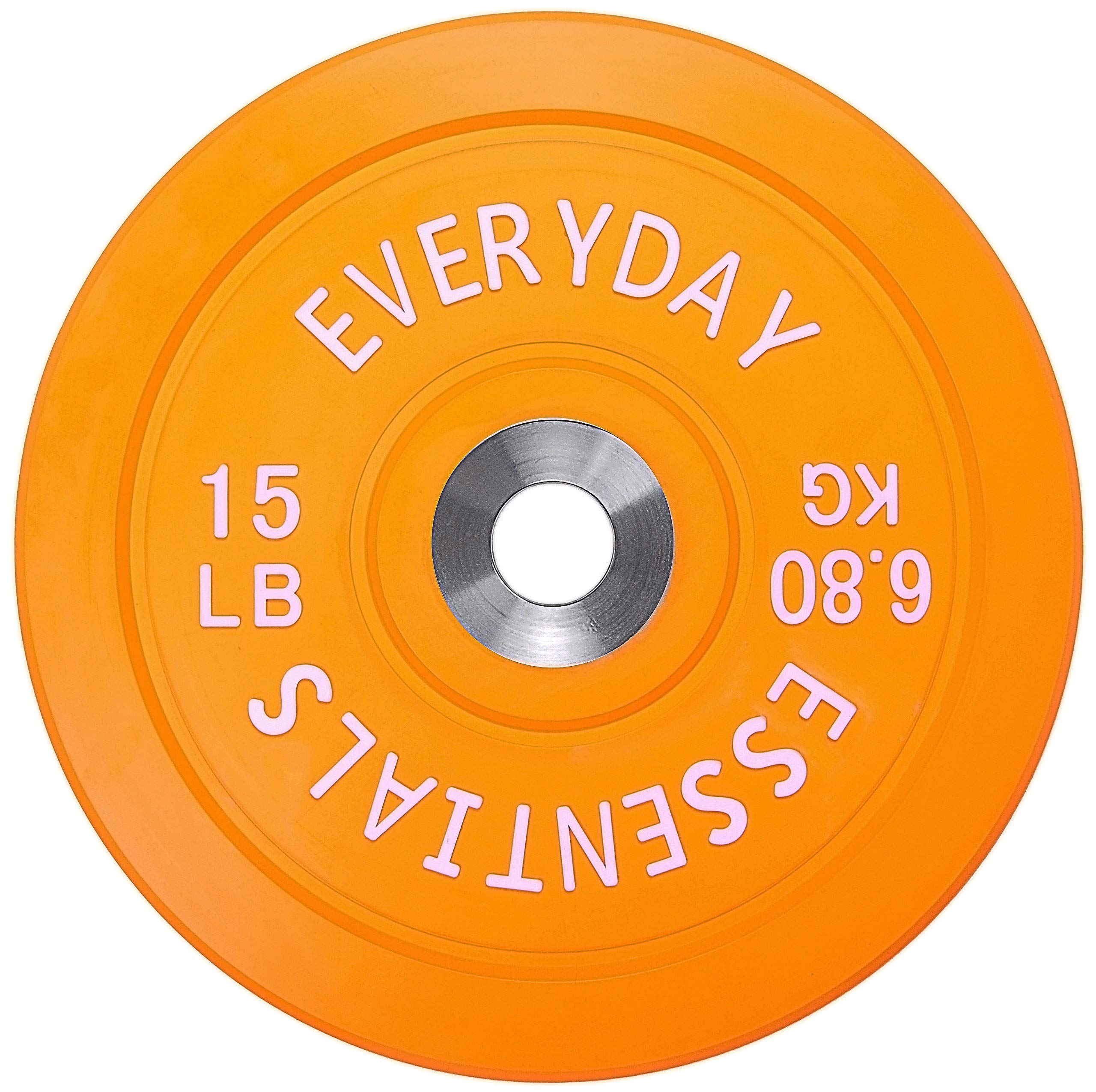 Balancefrom Color Coded Olympic Bumper Plate Weight Plate With Steel Hub, 15Lb Pair