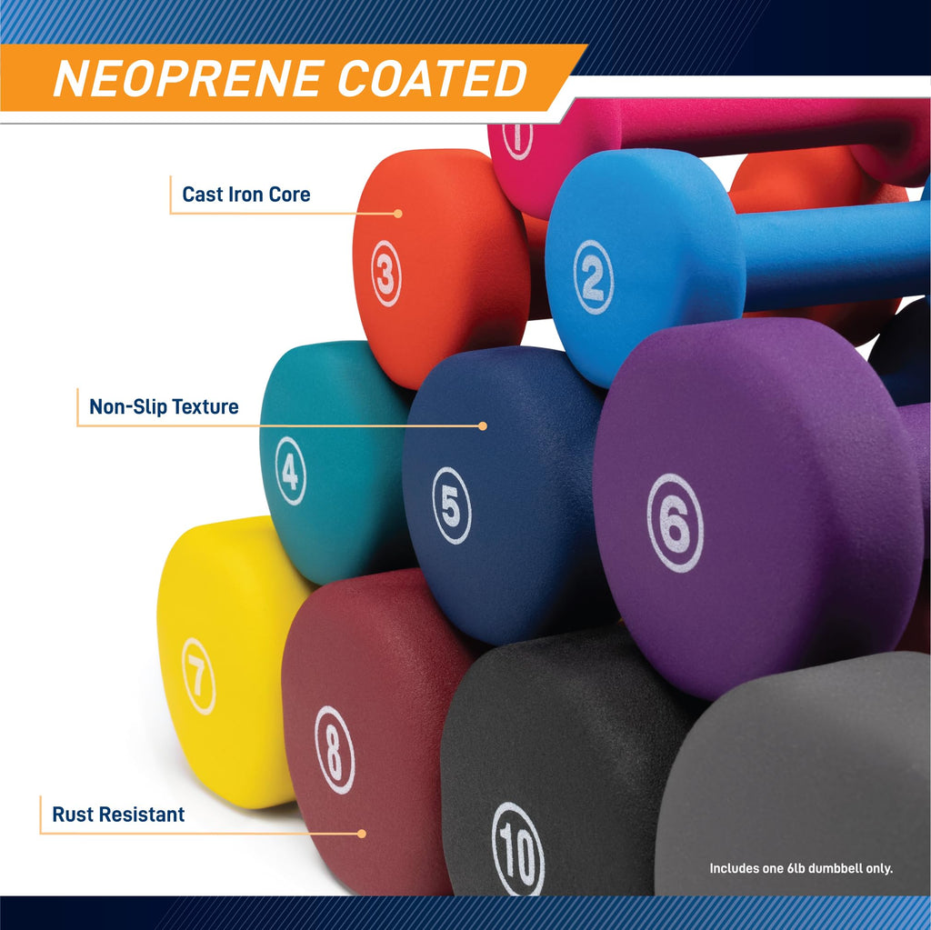 Marcy Neoprene Dumbbell, Single Piece, 6-Lb, Eggplant