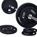 Fitvids Cast Iron Standard Weight Plates Including 5Ft Standard Barbell With Star Locks, 95-Pound Set (85 Pounds Plates + 10 Pou