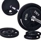 Fitvids Cast Iron Standard Weight Plates Including 5Ft Standard Barbell With Star Locks, 95-Pound Set (85 Pounds Plates + 10 Pou