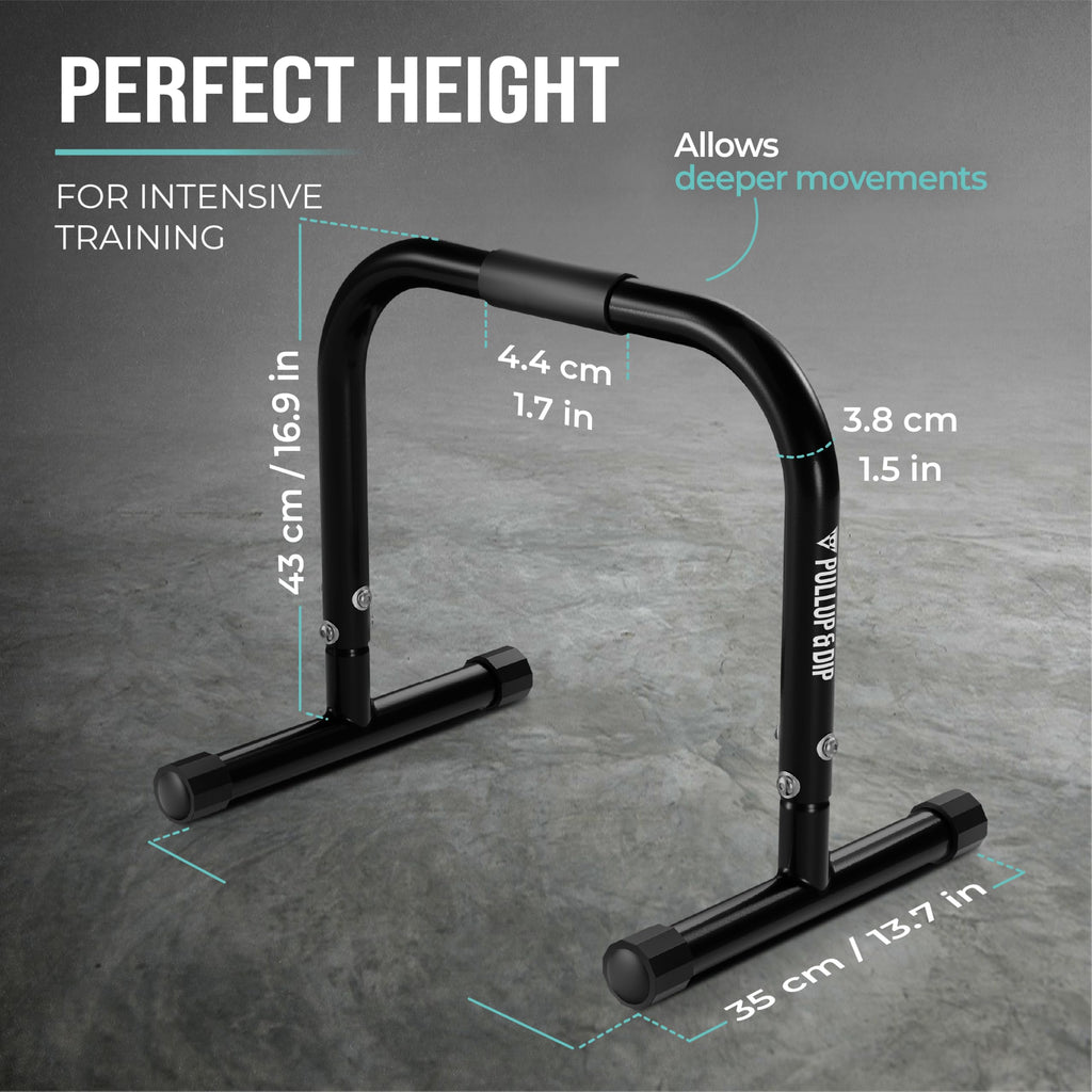 Pullup & Dip Fitness Parallettes, Medium Parallette Bars For Calisthenics & Gymnastics, Handstand Bars With Extra Wide Handle &