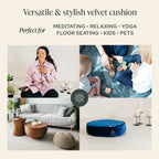 Mindful & Modern Velvet Meditation Cushion | Luxe Zafu Yoga Floor Pillow Seat | Posture Support | Buckwheat Hull Filled | Large