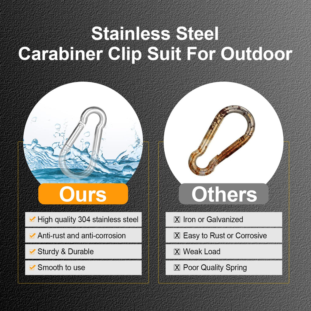 Kinklink 25 Pack 304 Stainless Steel Carabiner Clip, 1.97 Inch Heavy Duty Spring Snap Hook, Small Caribeener Clips For Outdoor C
