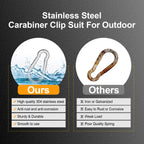Kinklink 25 Pack 304 Stainless Steel Carabiner Clip, 1.97 Inch Heavy Duty Spring Snap Hook, Small Caribeener Clips For Outdoor C