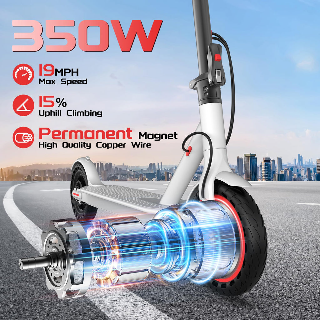 MAXSHOT Electric Scooter Adults & Big Kids, 350W Powerful Motor, Top Speed 12/16/19MPH, 12/16/21Miles Range, 8.5 Solid Tires Fol