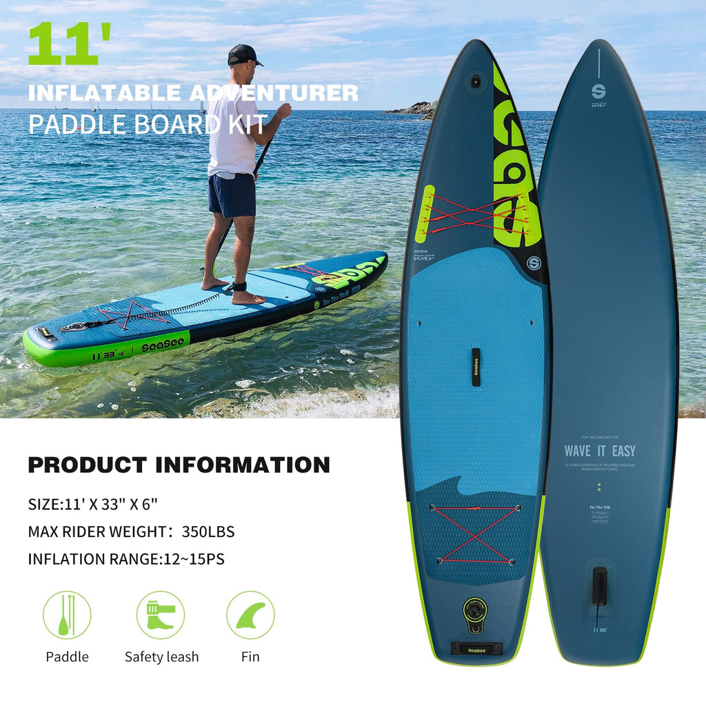 Seaseesup Inflatable Paddle Board Stand Up Paddleboards, 11 Paddle Boards For Adults With Sup Accessories, Double Action Pump, I