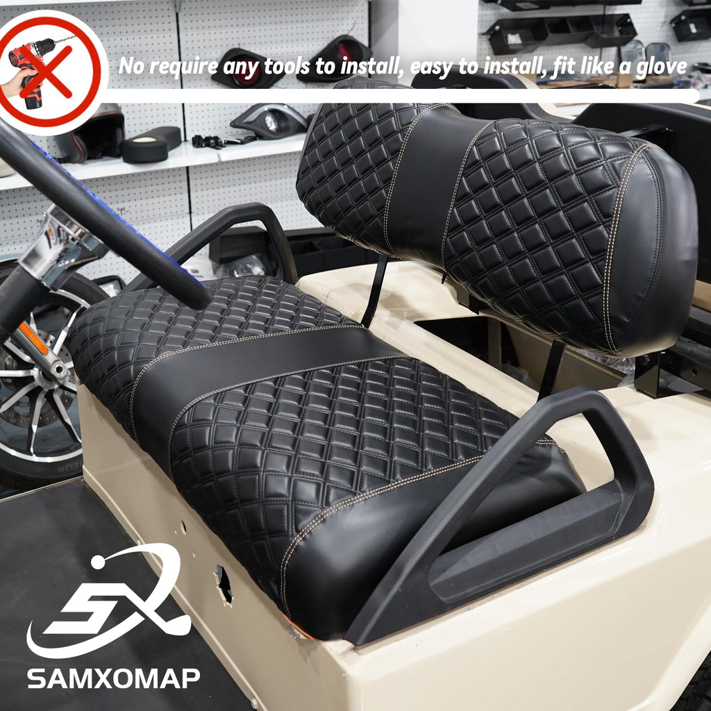 Samxomap Golf Cart Seat Covers Front And Rear Waterproof And Sun Resistant Marine Grade Vinyl Leather Seat Cover Accessories For