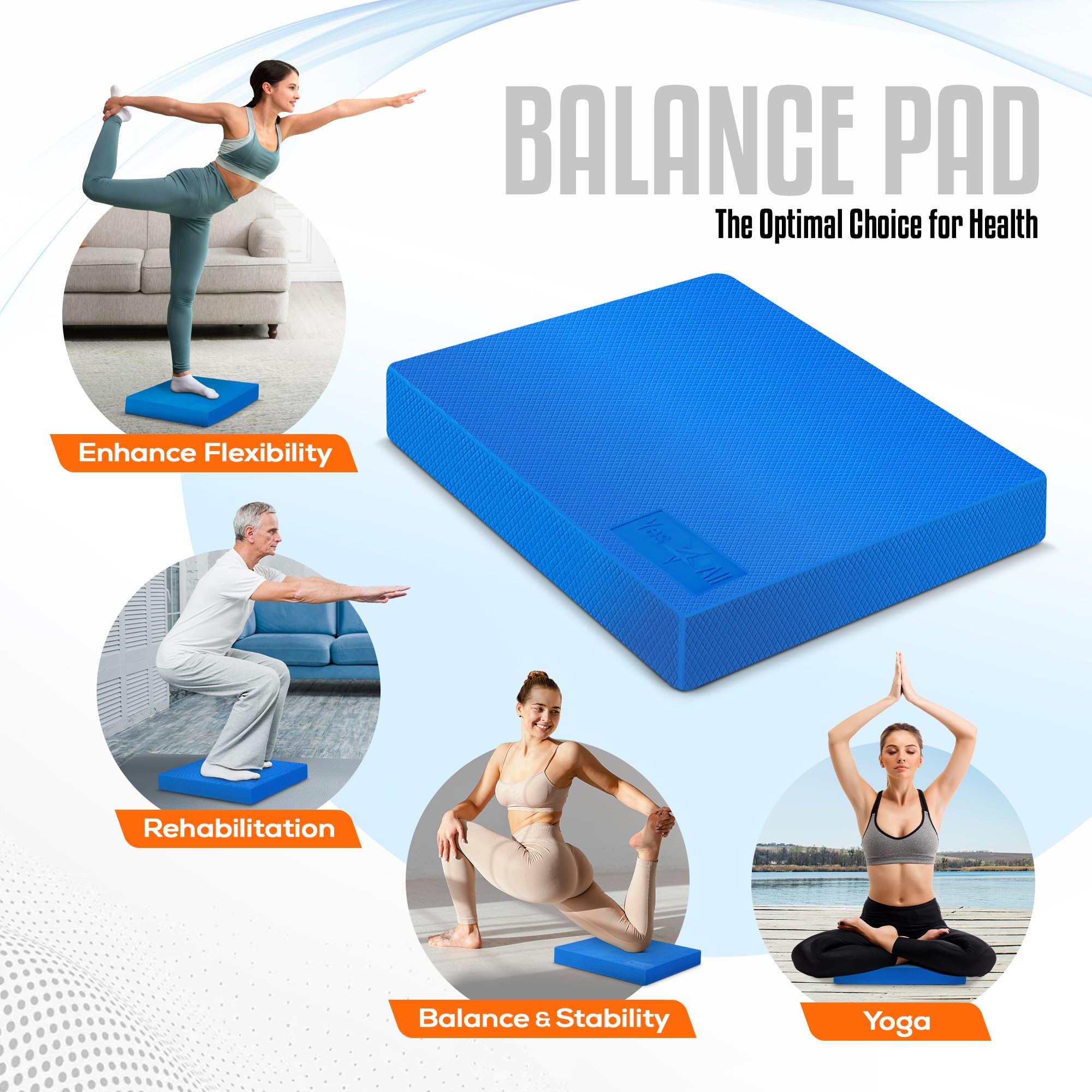 Yes4All Balance Pad, Nonslip TPE Foam Balance Pad with Upgraded Sizes - L, XL, XXL Balance Mat for Fitness, Yoga & Stability Tra