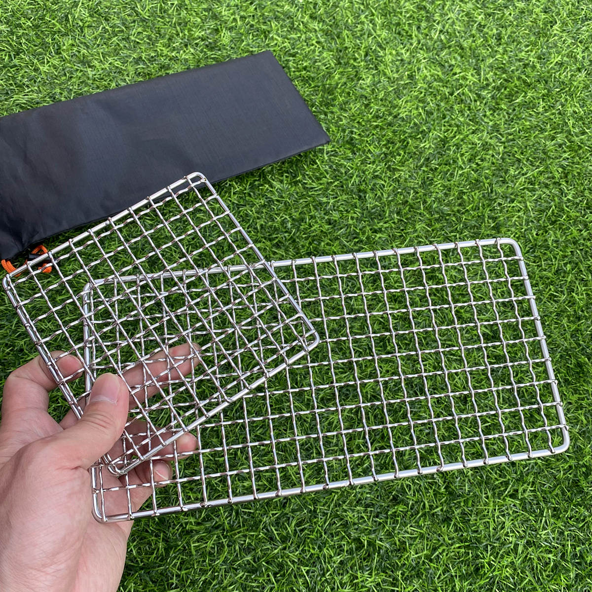 Rayeeley 2-Pack Stainless Steel Mesh Camping Grill, Bushcraft Grills Backpacker Barbecue Grills, Campfire Cooking Bbq Grate, Hig