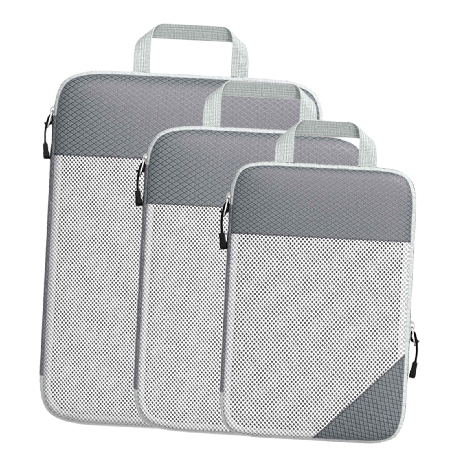 Pinakine Set Of 3 Packing Cubes Travel Organizers Suitcase Organizer Bags Waterproof Grey | | Home & Garden | Household Supplies