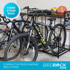 Birdrock Home Bike Rack Garage Storage Floor Stand - Freestanding Organizer For Outdoor Yard - Upright Wall Mount For Scooters,