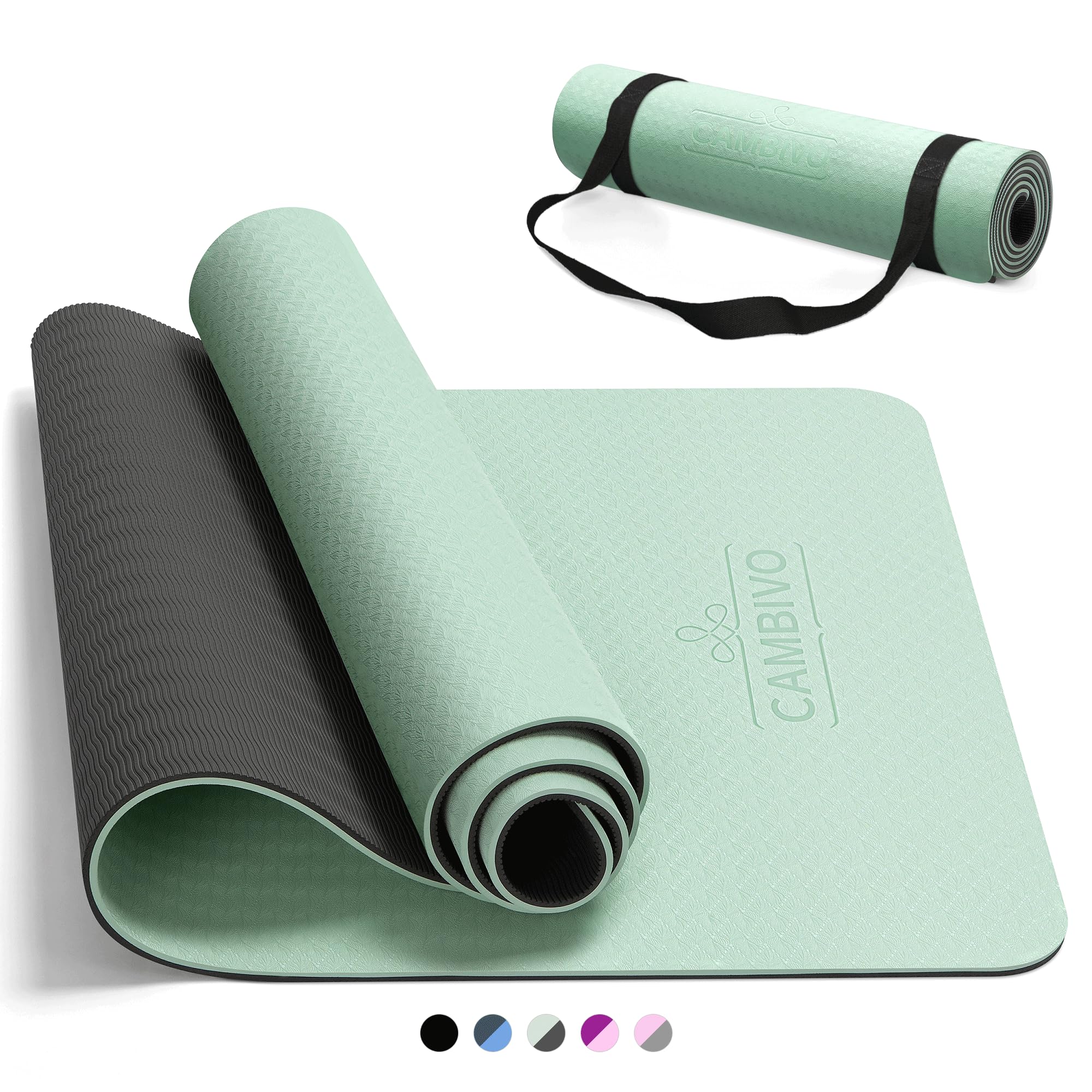 CAMBIVO Yoga Mat for Women Men Kids, 72 x 24 TPE Yoga Mats, 1/3 & 1/4 & 2/5 Inch Extra Thick Yoga Mat Non Slip, Workout Mat with