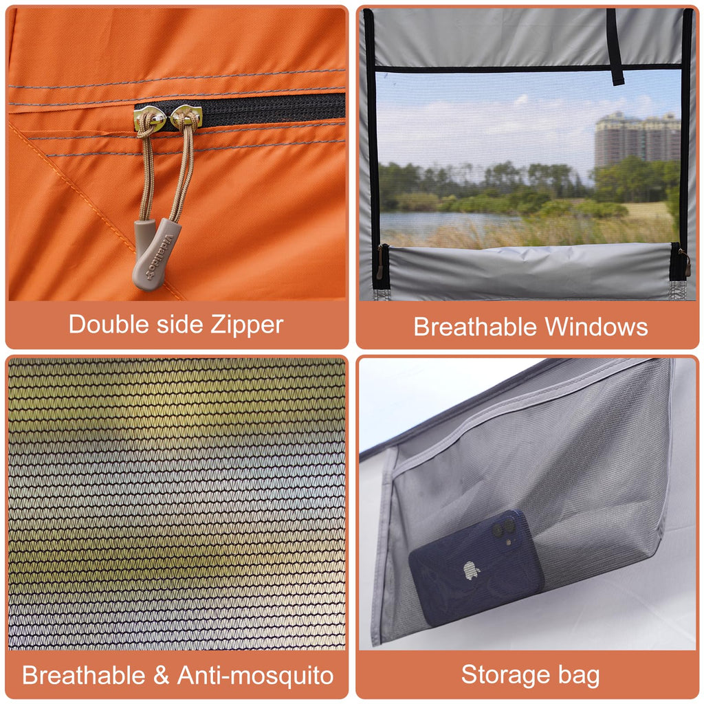 Outdoor Shower Tent Changing Room Privacy Portable Camping Shelters (Gray Orange)