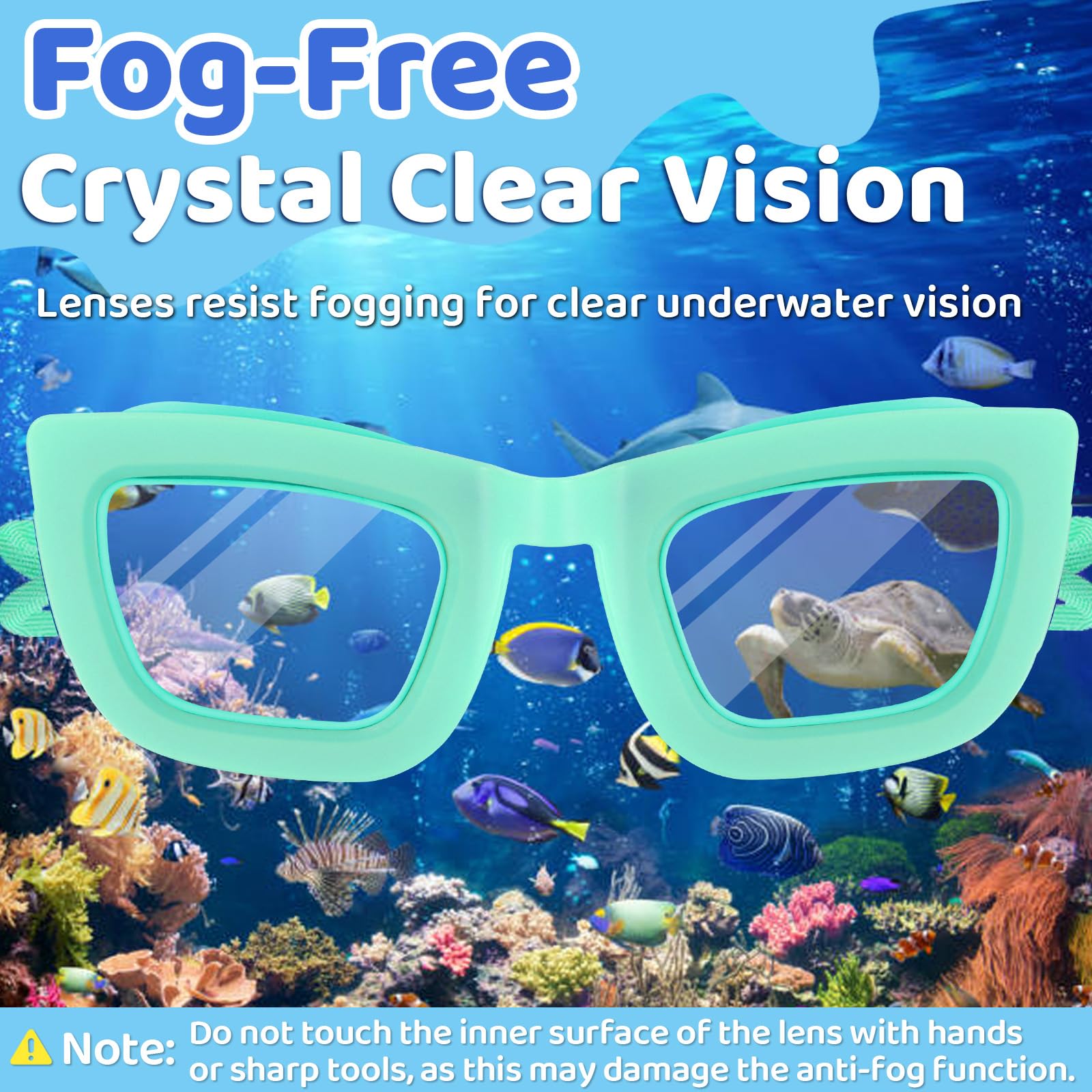 Vvinca Kids Swim Goggles, 2 Packs Toddlers Swimming Goggles Bungee Strap No Hair Pulling Anti-Fog Uv Protection Leak-Proof Sungl
