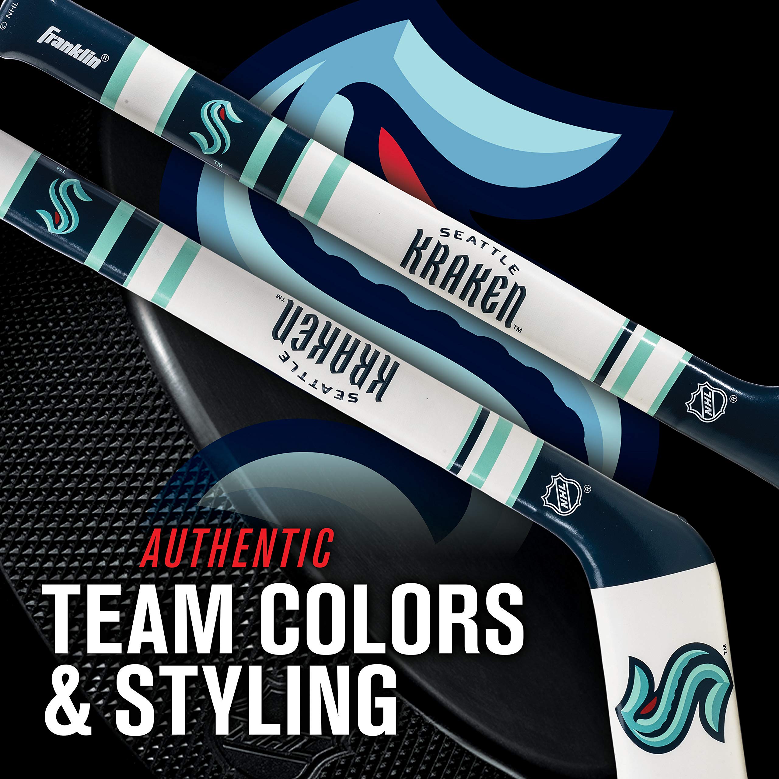 Franklin Sports Seattle Kraken Nhl Mini Soft Hockey Stick Set - Nhl Team Soft Foam Mini Hockey Stick And Ball Set - Great Toy Fo